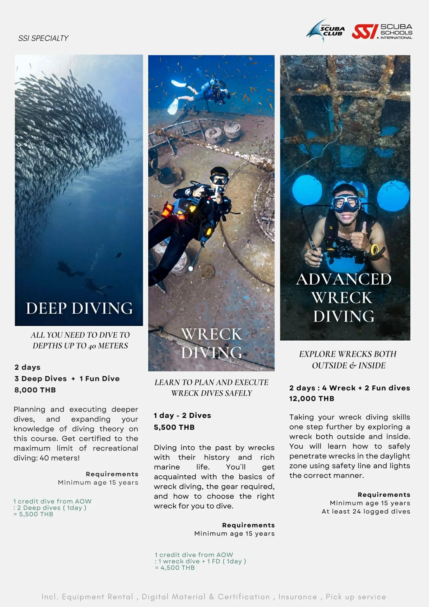 Deep Diving specialty poster with schooling fish and blue water